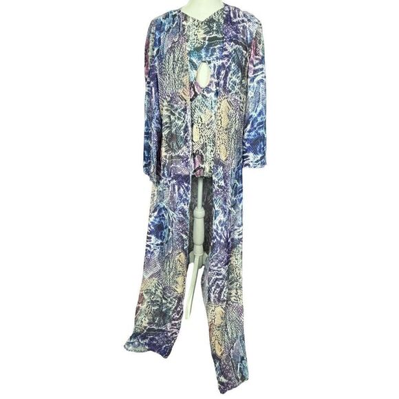 New Monif C Swimsuit w/Cover Up Plus Size 1X Havana Bandage Purple Snake Print - Picture 1 of 16